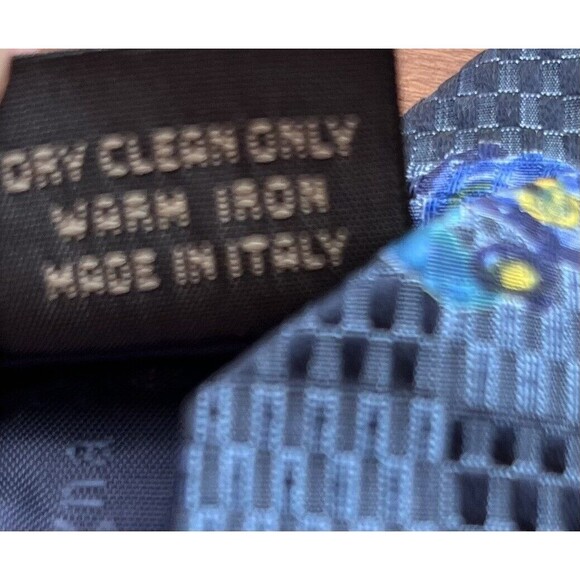 Ermenegildo Zegna 100% Silk Necktie Blue Yellow Floral Designer Made in Italy - Picture 7 of 8